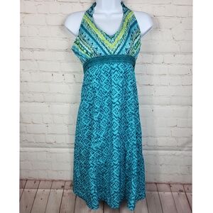 Athleta Pack Everywhere Packable Halter Dress in Blue Abstract 406747 Size 6